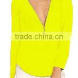 2016 New Fashion Women Autumn Sexy Long Sleeve Zipper Chiffon Blouse thumbnail-6