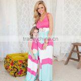 Sale by Bulk Floor Length Flower Girl Dress Mother and Child Pink Blue Stitching Dresses thumbnail-1