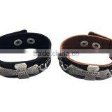 Words Engraved Leather Bracelet,genuine Leather Cross Bracelets,punk Style Wide Bracelets thumbnail-3