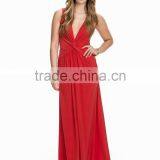 Sexy Deep V Neck Knot Front Evening Gown Ladies Long Evening Party Wear Gown thumbnail-2