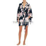 Oriental Japanese Design Full Sleeve Chiffon Kimono Floral Bridesmaid Robe thumbnail-5