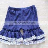Children Clothing Pants Denim Ruffle Lace Shorts Fashion Stretch Denim Ruffle Shorts for Toddler Baby thumbnail-2