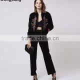 Wholesale Custom Women Jacket, High Quality Velvet Embroidered Bomber Jacket in Guangzhou thumbnail-3