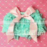Aqua Blue Lace Panties Bloomers With Light Pink Bow RB8B6 thumbnail-1