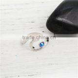 Unadjustable Rings Silver Tone Wave AB Color Blue Rhinestone thumbnail-1