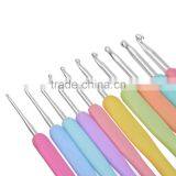 Brand New 10 Pcs Sizes 2.0mm-6.0mm New Colorful TPR Soft Handle Aluminum Crochet Hooks Knitting Needles Set Hot Sale thumbnail-4