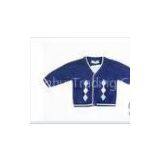Duck Blue Long Sleeve Knitted Baby Coat Zipper Sweaters, Baby Boy Cardigans thumbnail-1