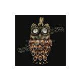 2012 fashion rhinestone owl metal pendant wholesale from China beads factory