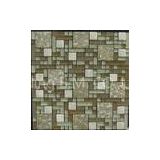 Etched Pattern Marble Stone And Crystal Glass Mosaic Tile 23x23 For Bathroom