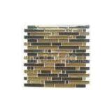 Natural Stone And Glass Mosaic Tiles Backsplash, Strip Glass Mosaic Floor Tile