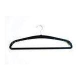 Fashionable Anti Slip Velvet Flocked Hangers Black With Flat Shoulder Pad thumbnail-1