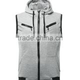 fashion design women and men sleeveless full zip athletics hoodie cotton coat