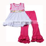 wholesale kids clothes sleeveless floral pattern dress match plain pants fashion baby clothes