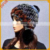 Three Pom Poms Winter Warm Real Animal Fur Hat thumbnail-4