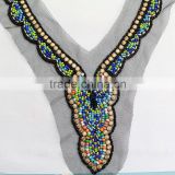 0521L hot sale Fashion Handmade rhinestone neck applique trim,V shape handmade rhinestone applique neck trim