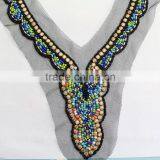 0518L Hot Sale Fashion Handmade Rhinestone Collar Applique, V Shape Rhinestone Applique Collar,beaded Rhinestone Collar Applique thumbnail-2