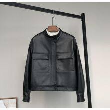 2021NEW FASHION LADIES' GENUINE SHEEPSKIN MOTORCYCLE LEATHER JACKET thumbnail-1