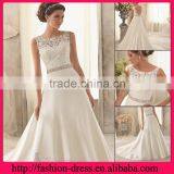 Elegant Bateau Neckline Sleeveless With Lace Applique Beads Natural Waistline Sexy Open Back Wedding Dresses thumbnail-1