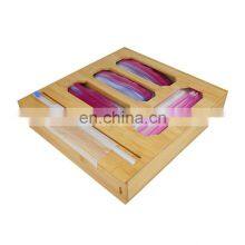 Bamboo Ziplock Bag Storage Organizer Bamboo Wrap Dispenser With Cutter thumbnail-3