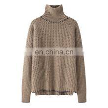 Women's 100% Cashmere Sweater New Style Chunky Knit With Raglan Sleeve and Turtleneck Elegant & Comfortable thumbnail-4
