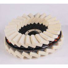 Polish Wool Flap Disc 4 1/2 Inch Angle Grinder Attachment for Stainless Steel Aluminum Polishing Metal Surface Chrome Finish for Cars, Trucks, SUVs, RVs, Motorcycles thumbnail-4