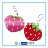 Custom mini plush strawberry toy wtih keychian