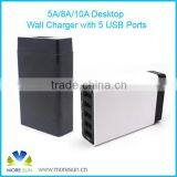 50W 10A 5 USB ports desktop wall charger with Smart IC travel charger
