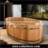 freestanding mobile cedar wood bathtub