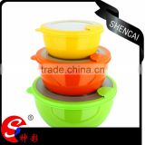 Caitang factory stainless steel 3pcs salad bowl set food serving bowl set with lid