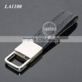 High Quality Promotional Black Genuine Leather Zinc Alloy Blank Metal Car Leather Keychain thumbnail-2