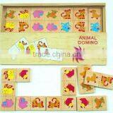 Hot Selling Educational Poultry Domino Puzzle Game Set.wooden Toy Domino for Kids thumbnail-1