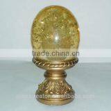 2.5" (63mm) Dia Wooden Drapery Rod With Clear Champagne Crackle Egg Ball Curtain Finials