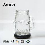 Clear Embossed Glass Mason Jar With Gold Metal Lid thumbnail-1
