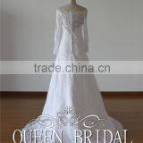 QUEEN BRIDAL Long Sleeve Wedding Dress Lace Beading Vestidos De Novia thumbnail-3