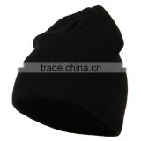 custom made embroidery logo sew on woven label short beanie