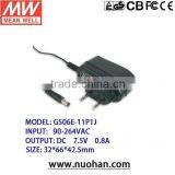 Meanwell Adaptor GS06E-11P1J 6w 7.5v ac dc Industrial Adaptor 7.5v 0.8a