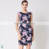 D612 Women Spandex Wholesale Flower Printing Mini Dress Pattern