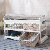 Cheap White Wood Bench Furniture With Shoe Rack thumbnail-3