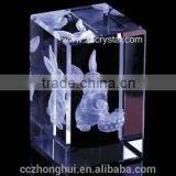 2016 Factory Wholesale 3d Laser Engraved Rabbit Crystal Cube