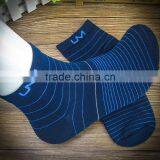 Factory Wholesale Custom Cartoon Girl Stripe Dark Blue Color Tight Socks Cotton for Men thumbnail-2