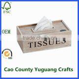 Vintage Style Rectangular Wooden Facial Tissue Box Holder