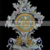 Ancient Collectable Antique Brass and Ceramic Table Clock, Decorative Lady Dancing Under Flower Tree Desk Clock thumbnail-6