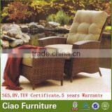 Leisure Garden Rattan Reliner Arm Chair With Ottoman Patio Furniture thumbnail-1