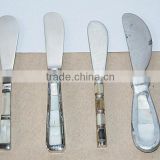 Assorted Decorative Cheese knife set of 4 with mother of pearl handle