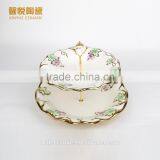Hot Sale Ceramic Candy Tray ,golden Electroplating Fruit Tray thumbnail-2