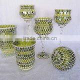 Elegant Green Mosaic Glass Vase thumbnail-1