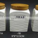 Coffee Tea Sugar Ceramic Storage Jar With Bamboo Lid thumbnail-5