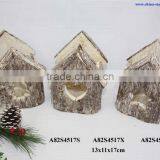 Garden Birdhouse Shaped Wood Candle Holder thumbnail-1