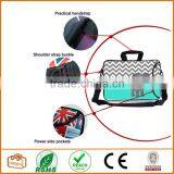 13-Inch Turquoise Mint Green Grey Chevron Elephant Neoprene Laptop Sleeve Case Bag Handbag With Extra Side Pocket thumbnail-3