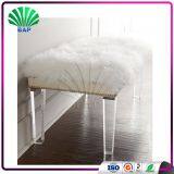 Luxury White Velvet Sofa Artificial Fur Cushion Bench Portable Sofa Bed Dressing Table Bench thumbnail-2